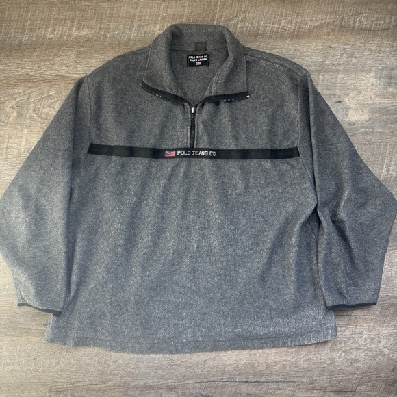 Polo Ralph Lauren Other - Vintage 90's Ralph Lauren Polo Jeans Co. USA Flag 1/4 Zip Fleece Pullover Large